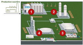 Schéma d'une usine d'isobutène. DR